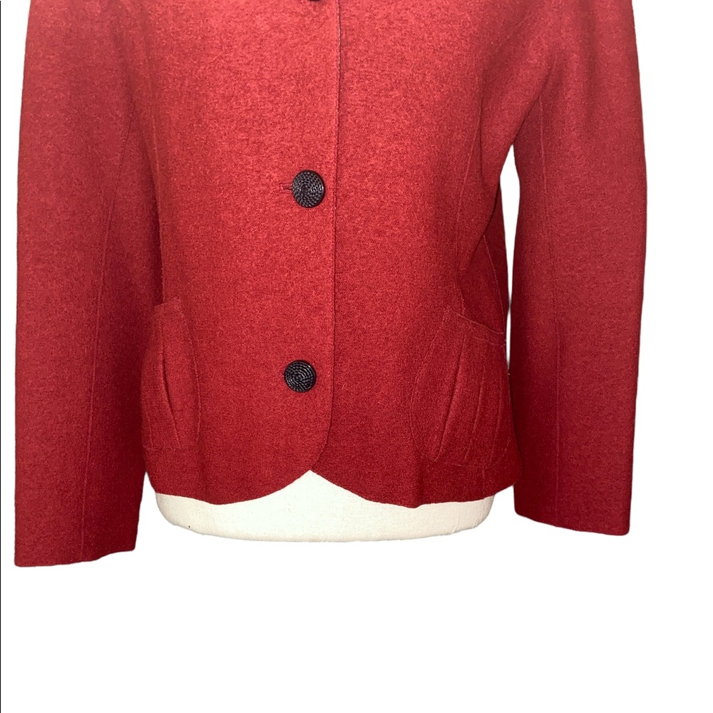 Beyond Threads Alpaca Red Rounded Pleated Jacket Blazer - M - Picture 3 of 11
